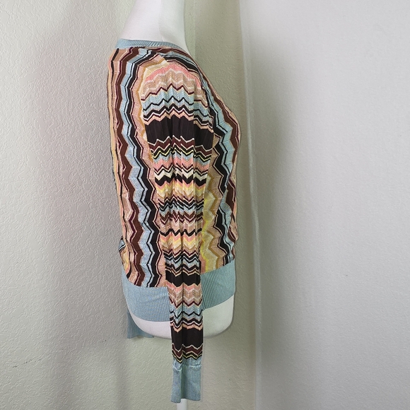 Missoni for Target Zigzag Knit Cardigan Sweater Medium Retro Multicolor Chevron - Picture 3 of 10